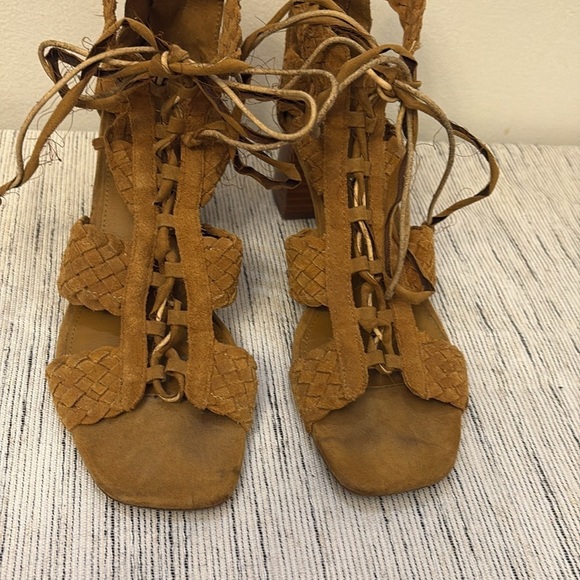 Zara Basic Women's Tan Lace-Up Sandals size 38 Cottagecore Fairy Y2K - Picture 2 of 6